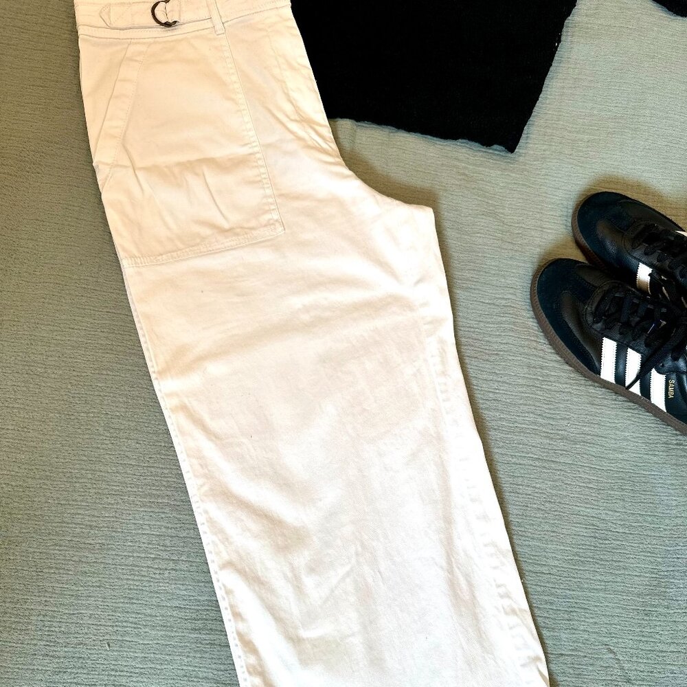 White House Black Market  Wide Leg Pants Trousers in White Size 12